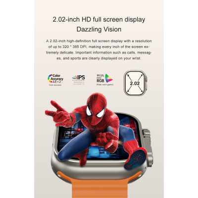 Smart AI Watch – 2.02" Full Screen | GPT Assistant | NFC | Wireless Charging | Dual Health Sensors
