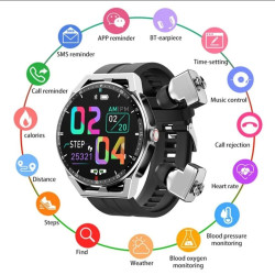 Smart Watch with Airphone Bt Healthy Sports Music Control Tws Earbus Smart Watch