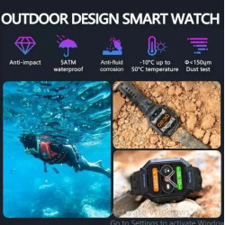 Big screen health fitness blood pressure heart rate monitor waterproof sport smart watch