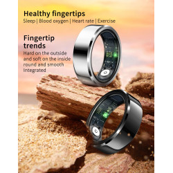 Fashion Steel Women Finger Rings with Gift Charging Case Box Men Sport Fitness R6 Smart Ring