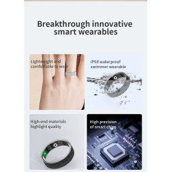 Smart Ring, Smart Ring Health Tracker Sleep Monitoring Step Counter, IP68 Waterproof Intelligent Wearable Device