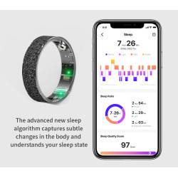 Smart Ring, Smart Ring Health Tracker Sleep Monitoring Step Counter, IP68 Waterproof Intelligent Wearable Device