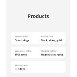 Smart Ring, Smart Ring Health Tracker Sleep Monitoring Step Counter, IP68 Waterproof Intelligent Wearable Device